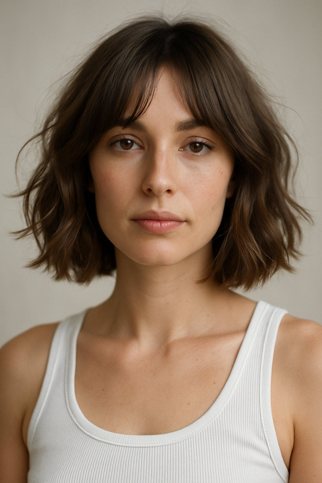 Textured Bob with Curtain Bangs: The Effortless-Cool Cut Everyone Wants - Front View