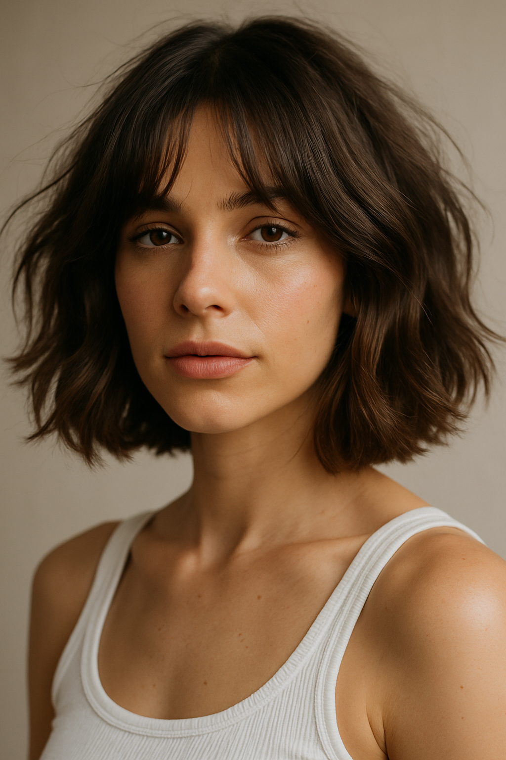 Textured Bob with Curtain Bangs: The Effortless-Cool Cut Everyone Wants - 3/4 Profile