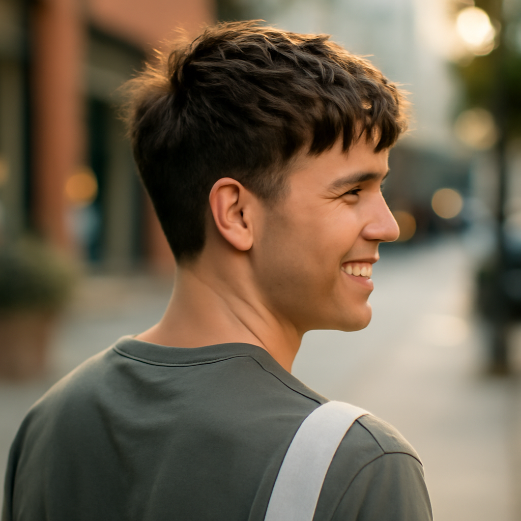 textured fringe haircut - Back View