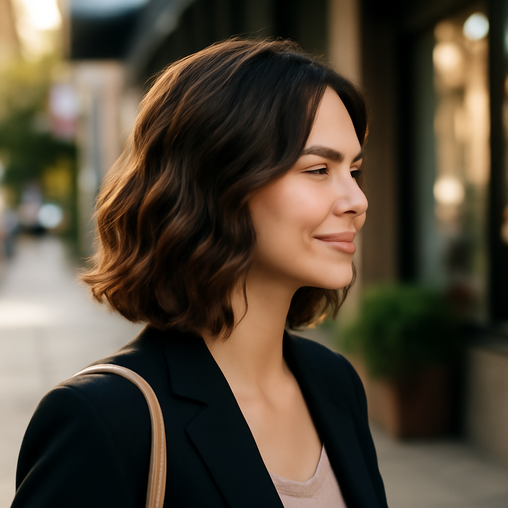 Wavy Shoulder-Length - Side View