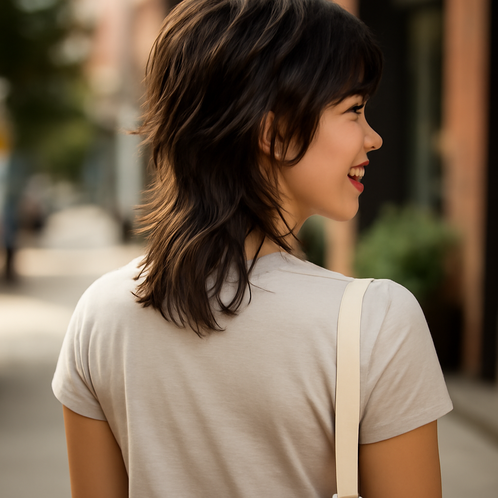 wolf cut hair - Back View