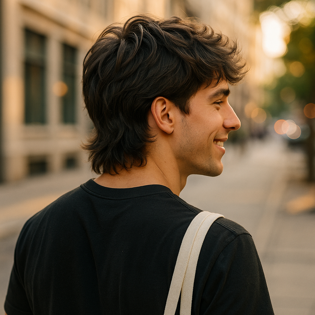 wolf cut men - Back View