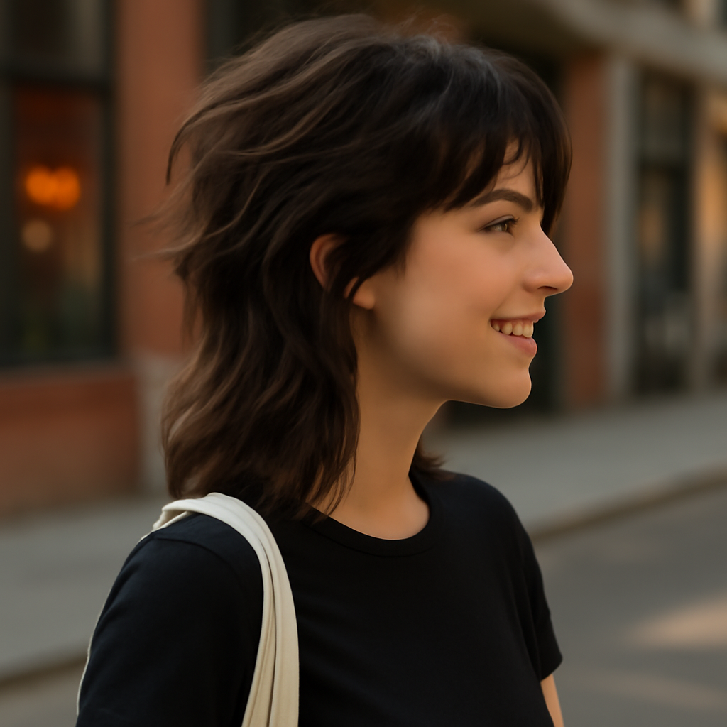 wolf cut women - Side View